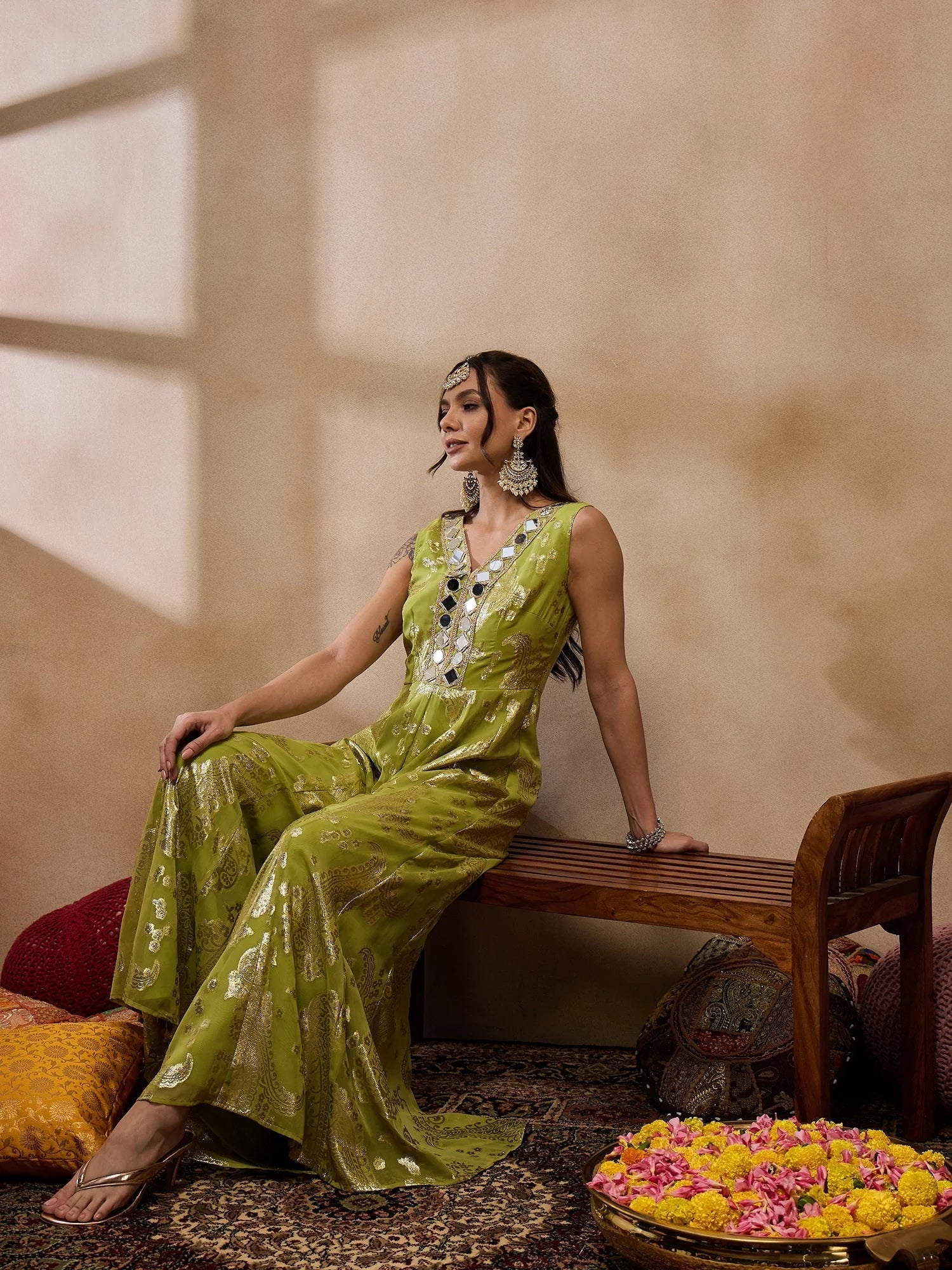 Olive Kalidar Jumpsuit: Stylish Women's Western Wear Online