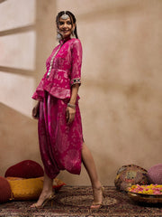 Peplum Low Crotch Jumpsuit In Pink Color