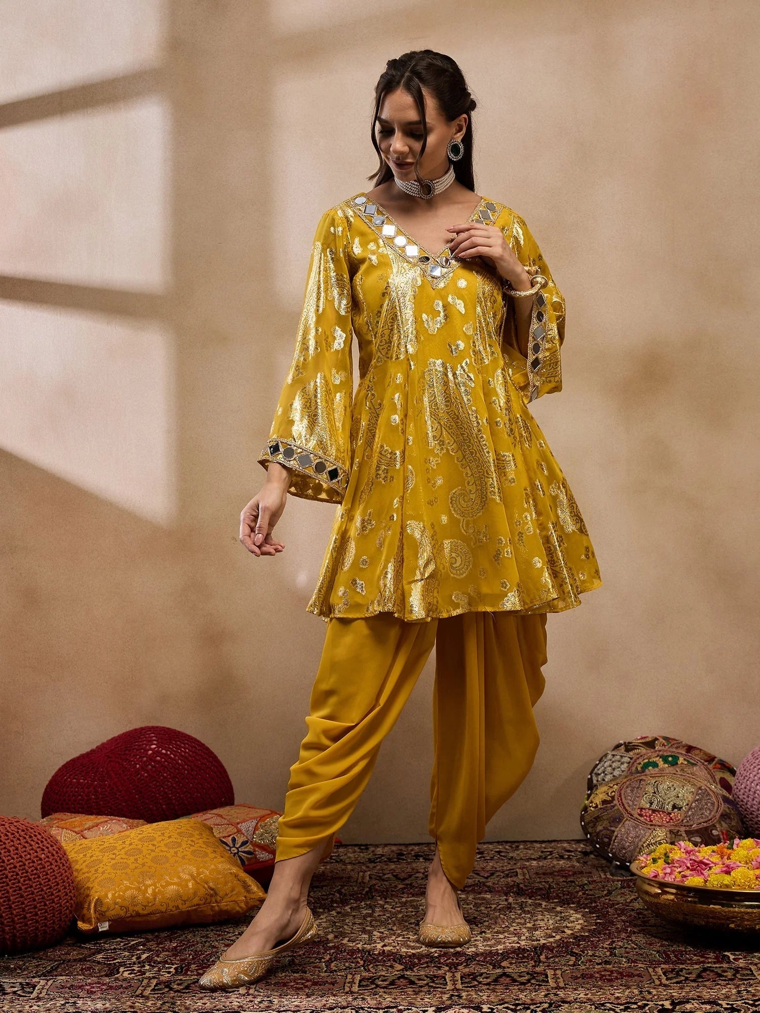 Yellow Flare Kurta Dhoti Pants - Women's Dhoti Pants Outfit