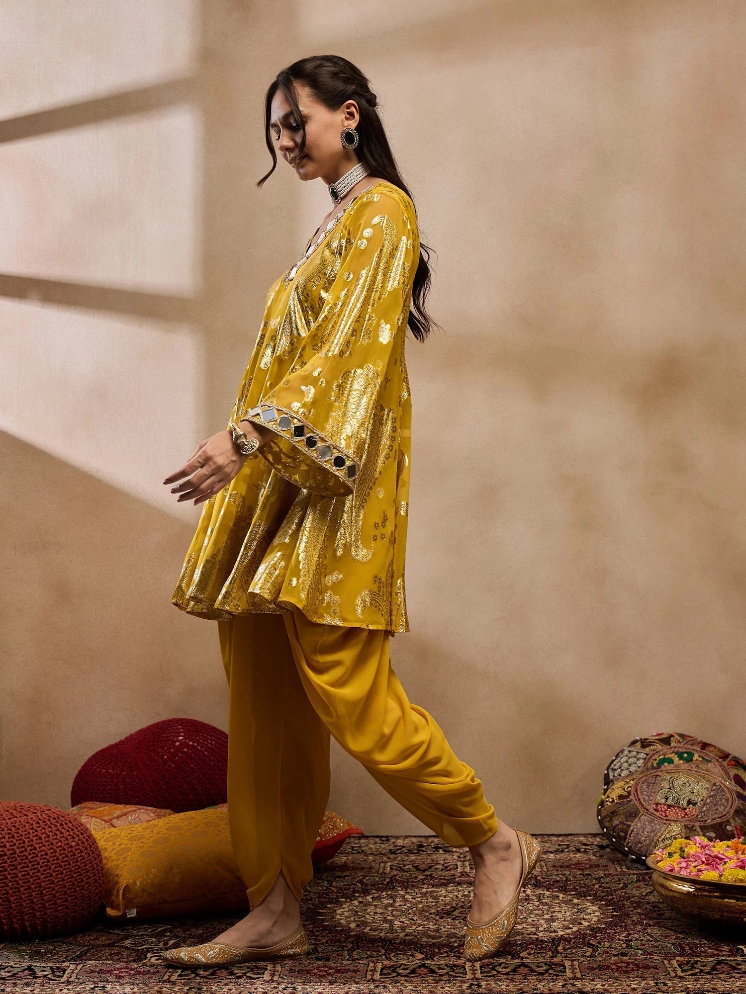 Yellow Flare Kurta Dhoti Pants - Women's Dhoti Pants Outfit