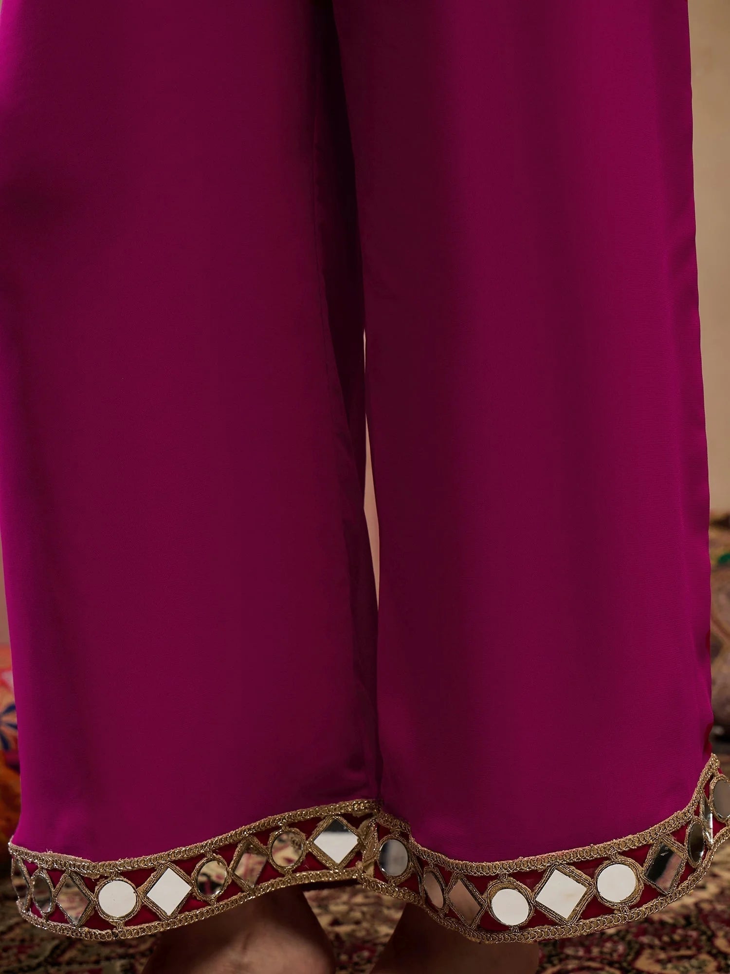 Pink Box Pleat Kurta with Palazzo | Indian Suits for Women