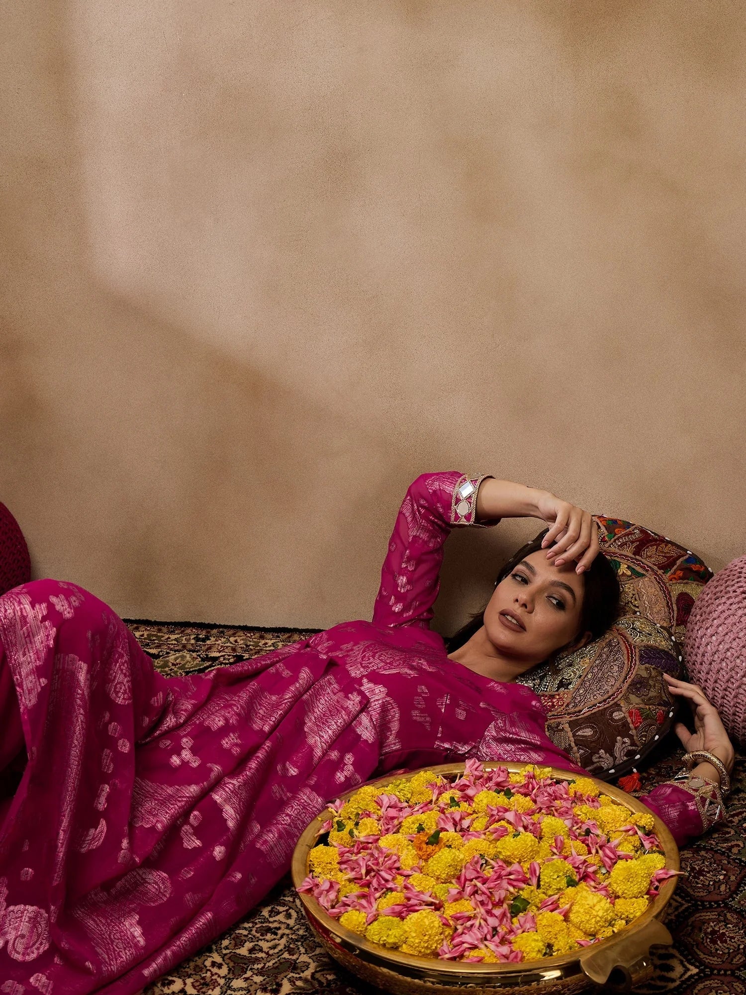 Pink Box Pleat Kurta with Palazzo | Indian Suits for Women