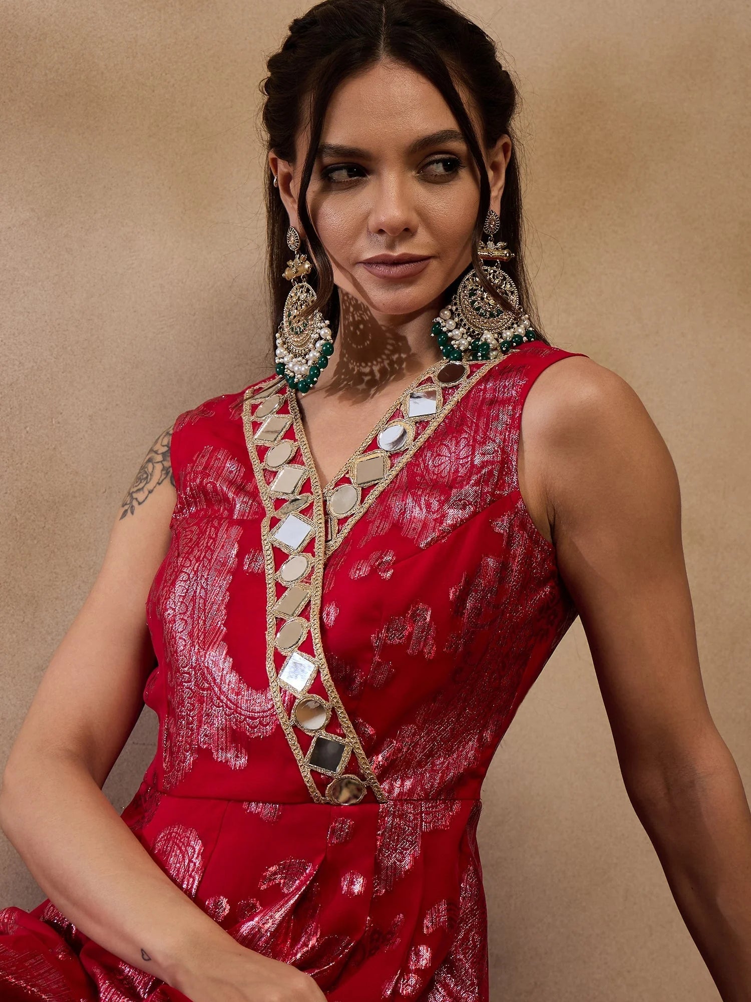 Red Overlap Jumpsuit: Chic Women's Western Outfits and More