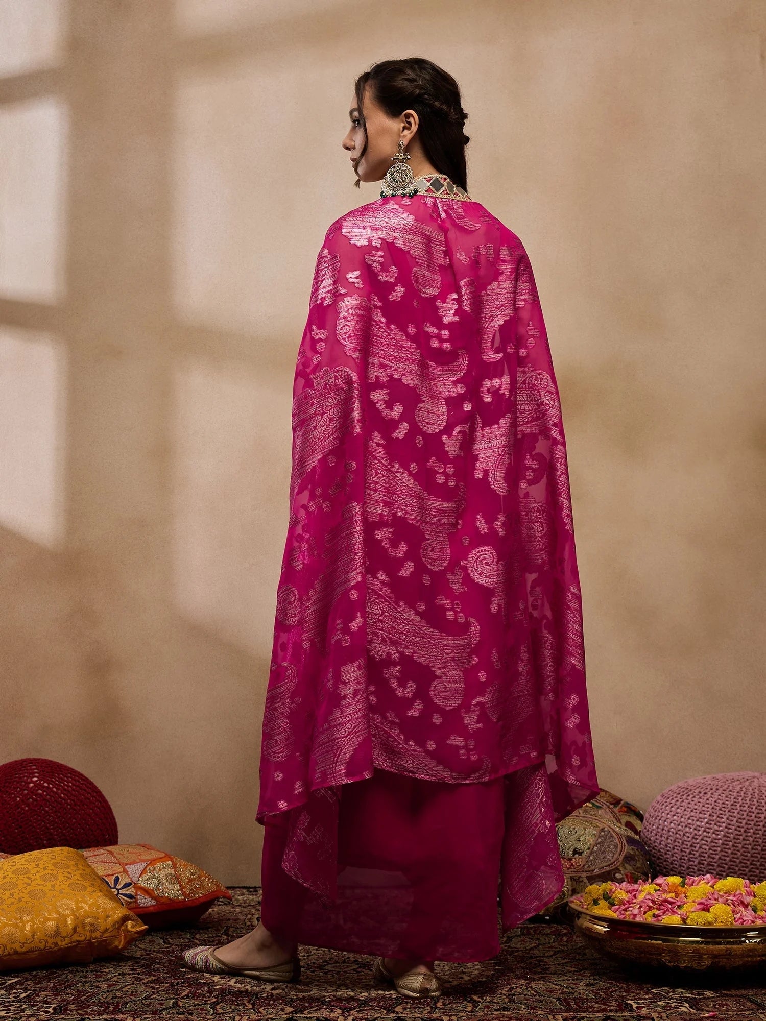 Pink Crop Top & Skirt Set | Party Wear Designer Lehenga