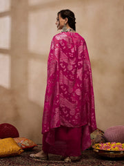 Crop Top With Draped Skirt And Cape In Pink Color