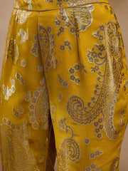Loop Button Waist Coat With Bell Bottom Pant In Yellow Color