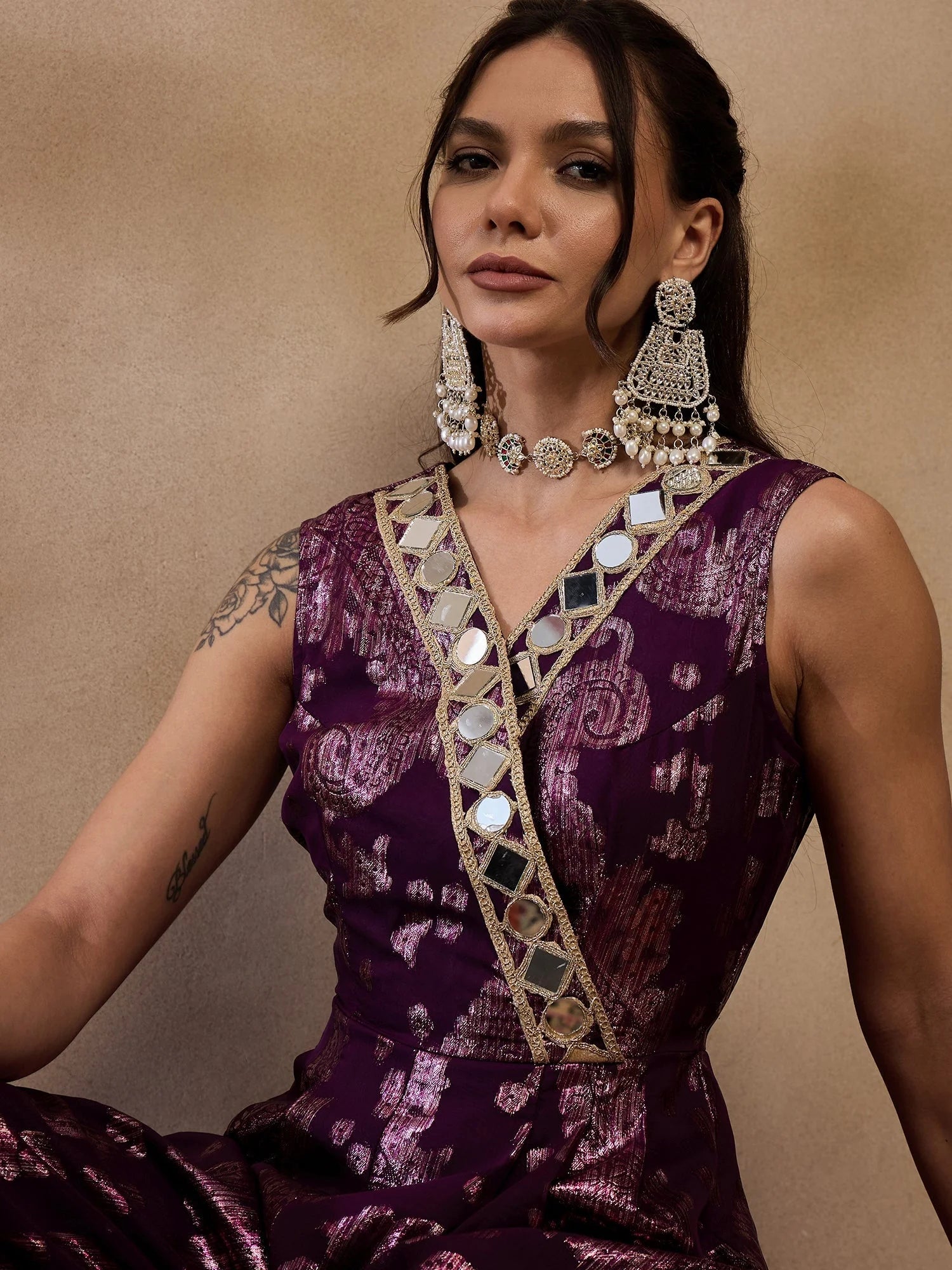 Purple Overlap Jumpsuit: Trendy Women's Western Wear Clothing