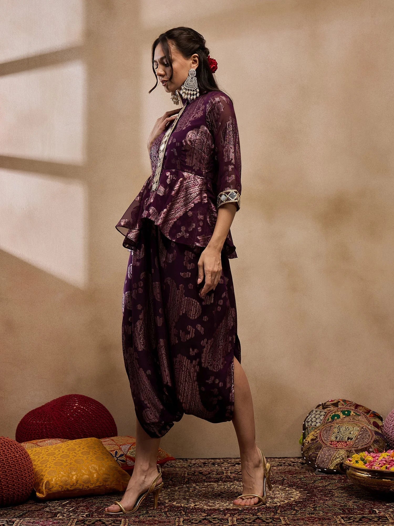 Purple Peplum Jumpsuit: Women's Western Clothing & Outfits