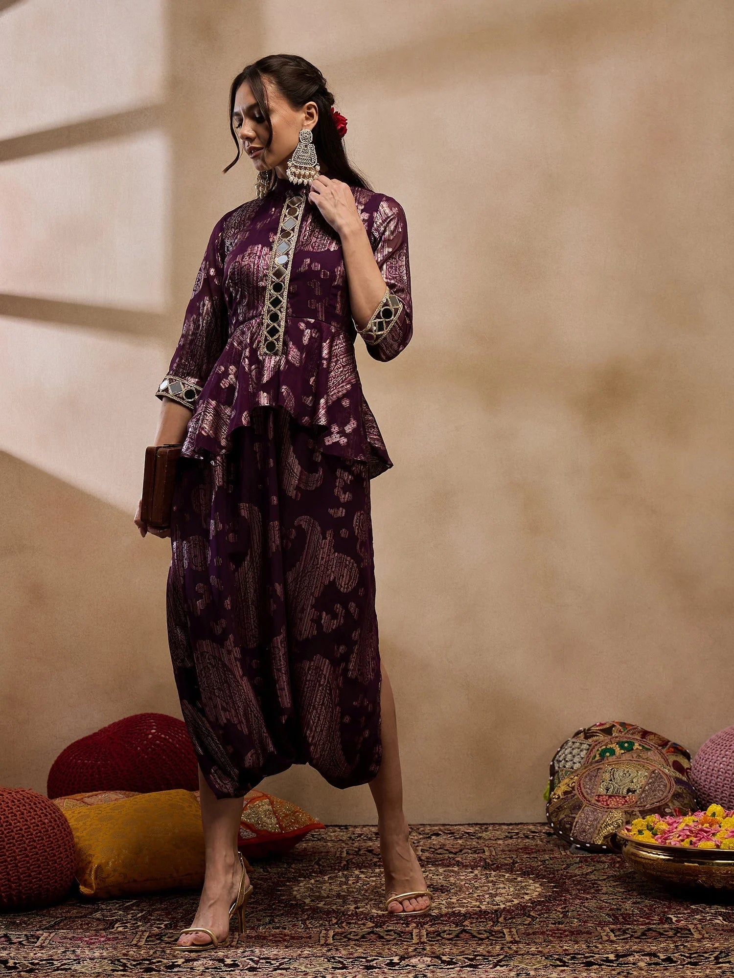 Purple Peplum Jumpsuit: Women's Western Clothing & Outfits