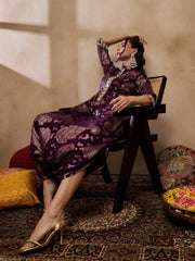 Peplum Low Crotch Jumpsuit In Purple Color