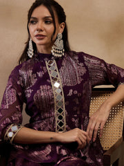 Peplum Low Crotch Jumpsuit In Purple Color