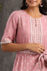 Juniper Onionpink Rayon Printed Ethnic Jumpsuit with Belt - Juniper Fashion