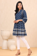 Juniper Indigo Ethnic Motif Printed Rayon Lacy Tunic with Beads & Sequins Work - Juniper Fashion