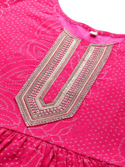 Plus Size Printed Fit & Flare Midi Ethnic Dress-AP-AHEDMLKH-234