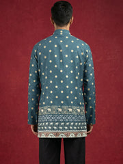 Men's Cotton Blend Printed Kurta ( 65KO 5593Teal ) [FF] [H-9]
