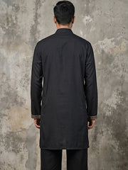 Japanese Fabric Embroidered Kurta ( 65KO 5596Black )