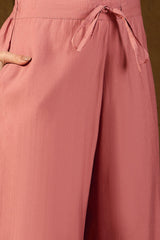 Pink Silk Blend Solid Embroidered Straight Kurta Trousers With Dupatta PKSKD2939