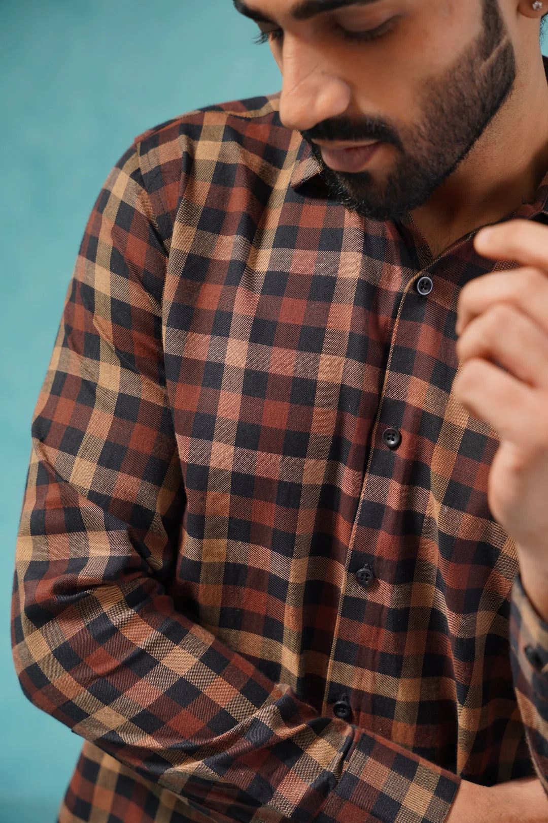 Checked Cotton Mens Shirt - Stylish Formal Shirts SF-900Brown