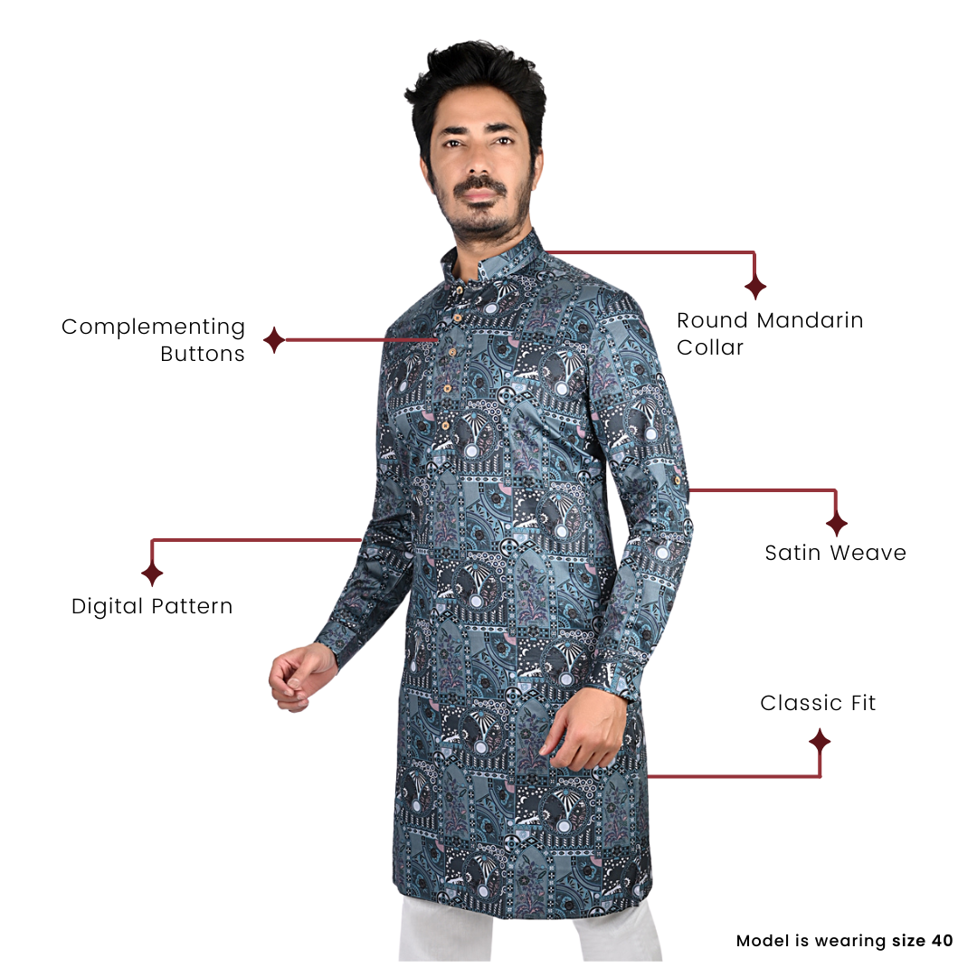 Cotton Kurta for Men - Blue | KUPR12397B | DesiQlo