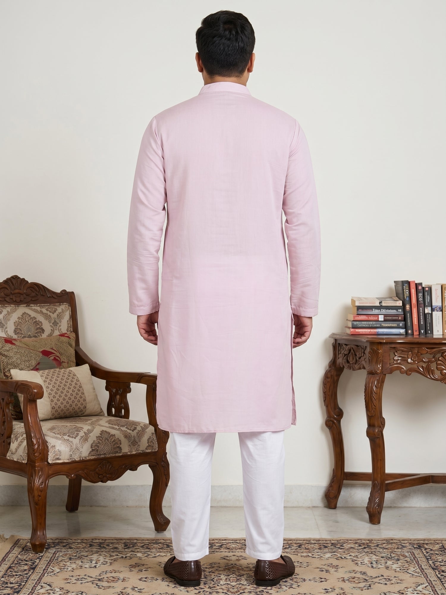DesiQlo Men Embroidered Kurta Pyjama Set - Purple - JOKP_P_5140Purple_