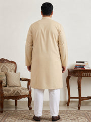 Solid Cotton Kurta Set for Men ( JOKP P 5144Beige  )