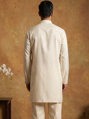 Silk Blend Embroidered Kurta for Men ( 65KO 5599Cream ) [FF] [G-4]