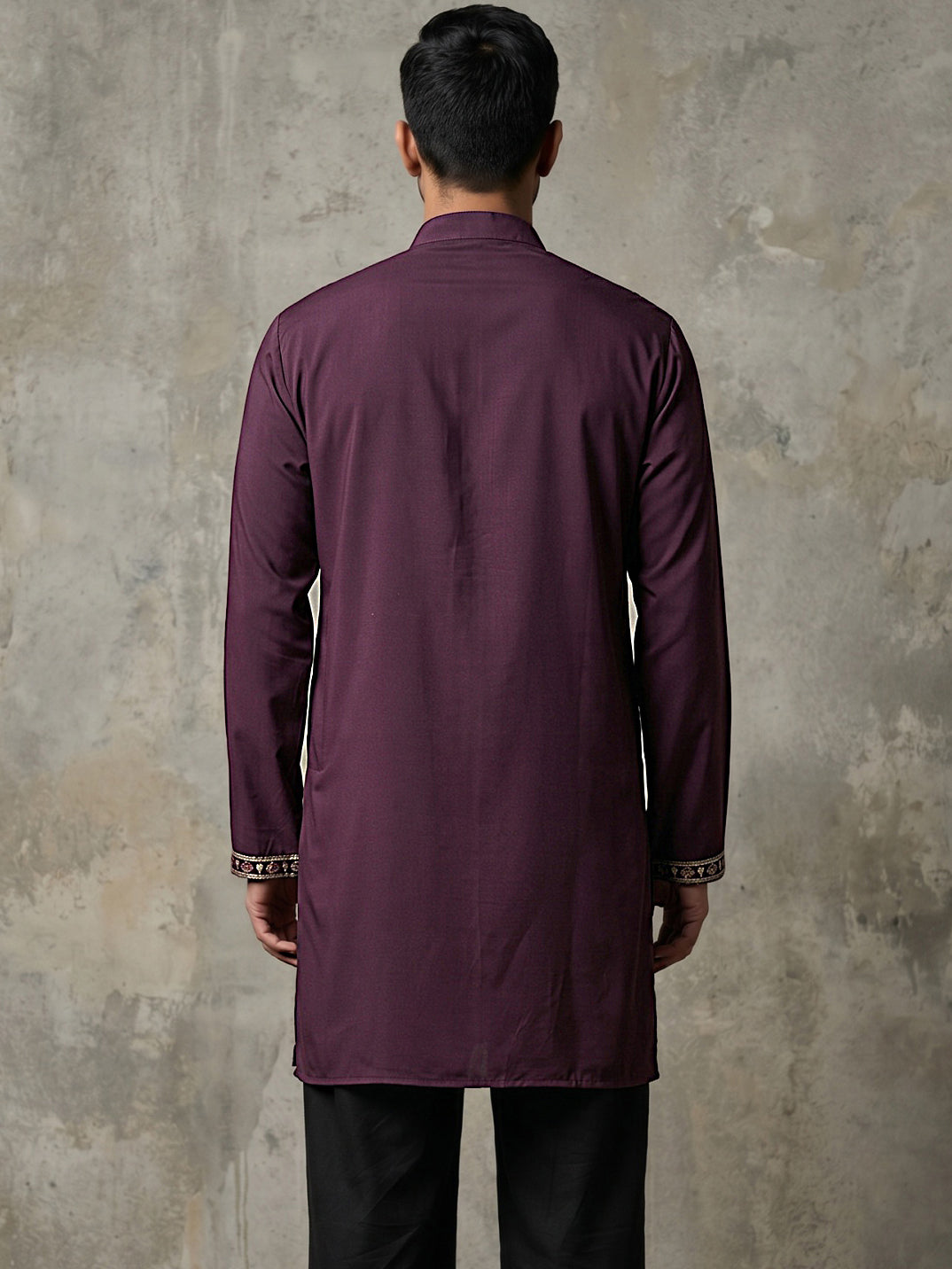 DesiQlo Men Embroidered Kurta Only - Purple - 65KO_5597Purple_S