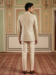 Men’s Embroidered Indo-Western Set ( 50JIND 131Cream S )