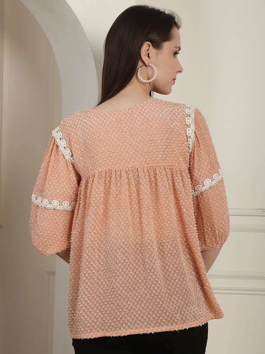 Peach Peplum Top - Women's Blouses and Women's Shirts