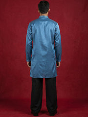 Silk Blend Embroidered Kurta & Korean Pants Set ( 65KP PJ11B 5598Peacock ) [FF] [G-4]