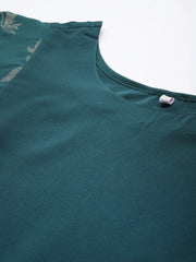 Teal Plus Size Floral Print A-line Maxi Ethnic Dress-AP-AHKUCRFP-699