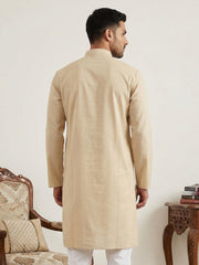 Solid Cotton Kurta for Men ( KO 5144Beige )