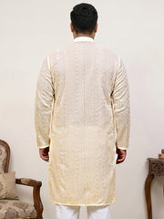 Embroidered Cotton Kurta for Men ( KO 640Cream  )