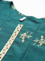 Floral Printed Midi A-Line Ethnic Dress-AHEDCNFP-252