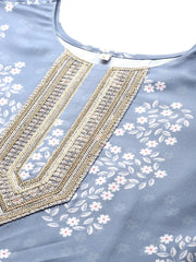 Blue Embroidered Floral Printed Co-ords-AHTUPZ-COMBO-646-EMB-OA