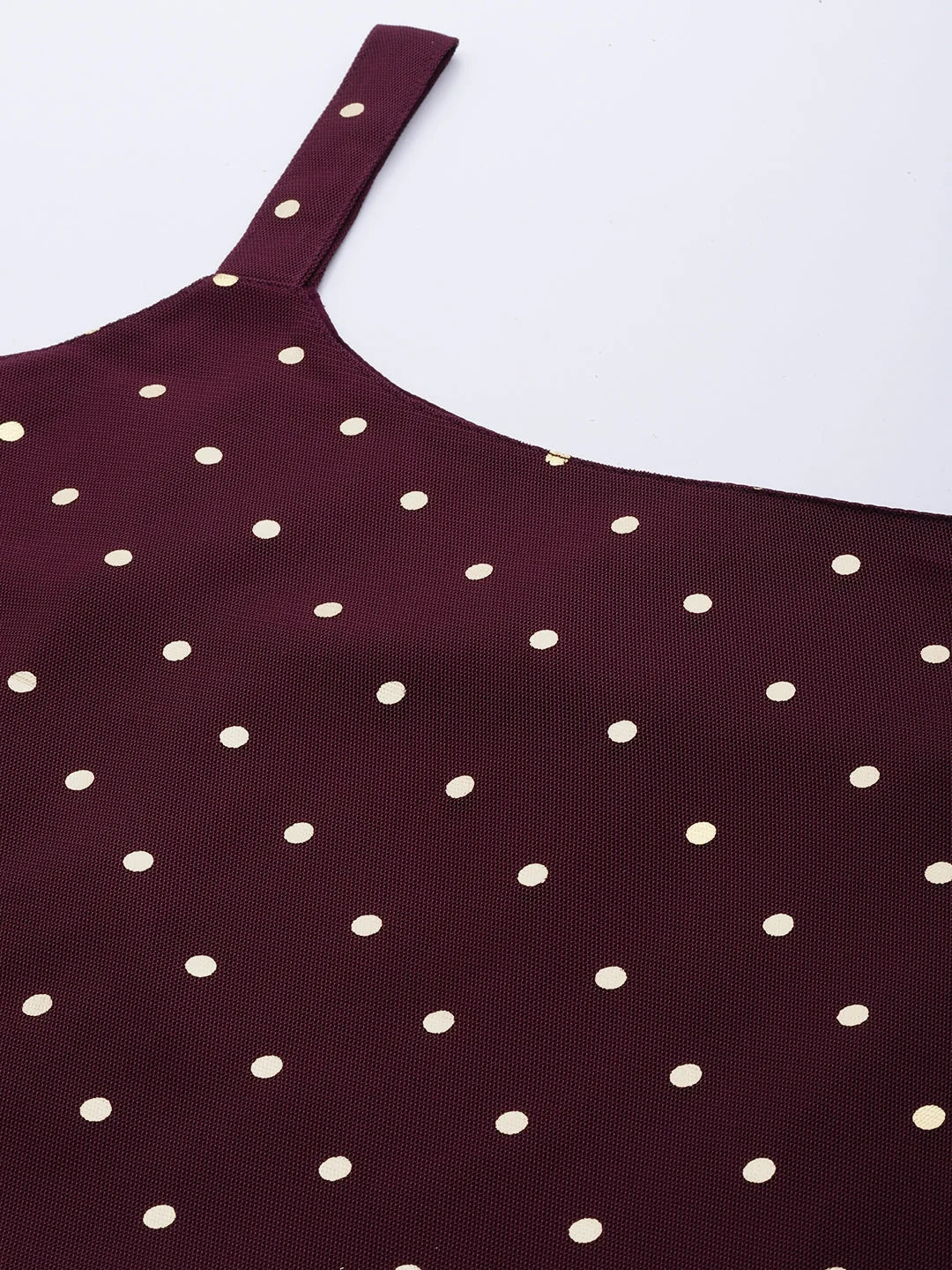 Burgundy Polka Dot Tunic Top - Trendy Indian Kurtis for Women
