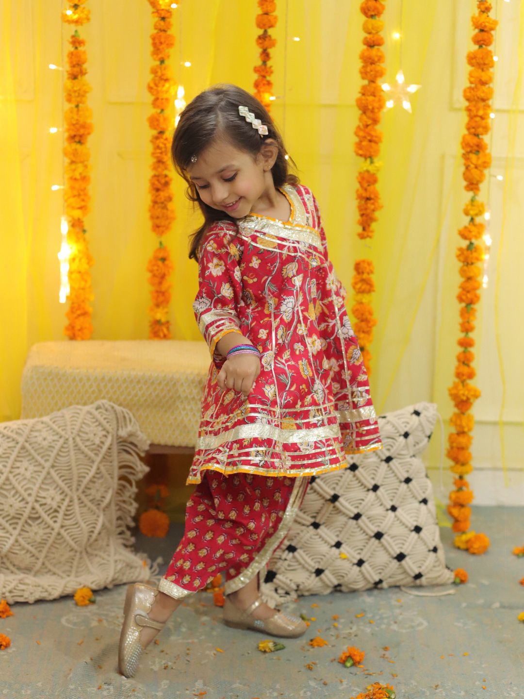 Pure Cotton Ethnic Suit Set for Kids - Red | BD23SU40RDA | DesiQlo