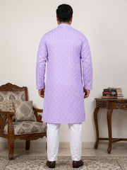 Floral Printed Kurta with Pyjama for Men ( JOKP 650Purple  )