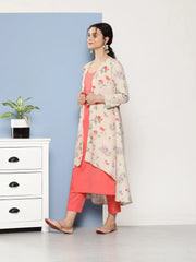 Pink Floral Gotta Patti Kurta with Trousers-AHKUPNJK-COMBO-625-ICH