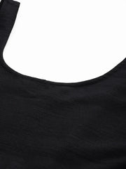 Black Floral Print A-Line Maxi Dress-AHEDPSDP-149