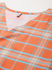 Women Checked Kaftan Kurta Set-AHKFPN-COMBO-1000