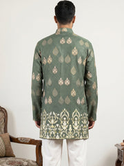 Men's Cotton Blend Printed Kurta ( 65KO 5590Olive ) [FF] [D-1]
