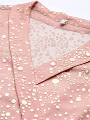 Polka Dots Printed Maxi Wrap Ethnic Dress-AHEDNTFP-251