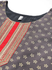 Women Ethnic Motifs Printed Pleated Sequinned Kurta with Trousers-AHKUPT-COMBO-911