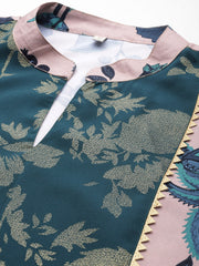 Green Printed Ethnic Tunic with Palazzos-AHTUPZ-COMBO-748