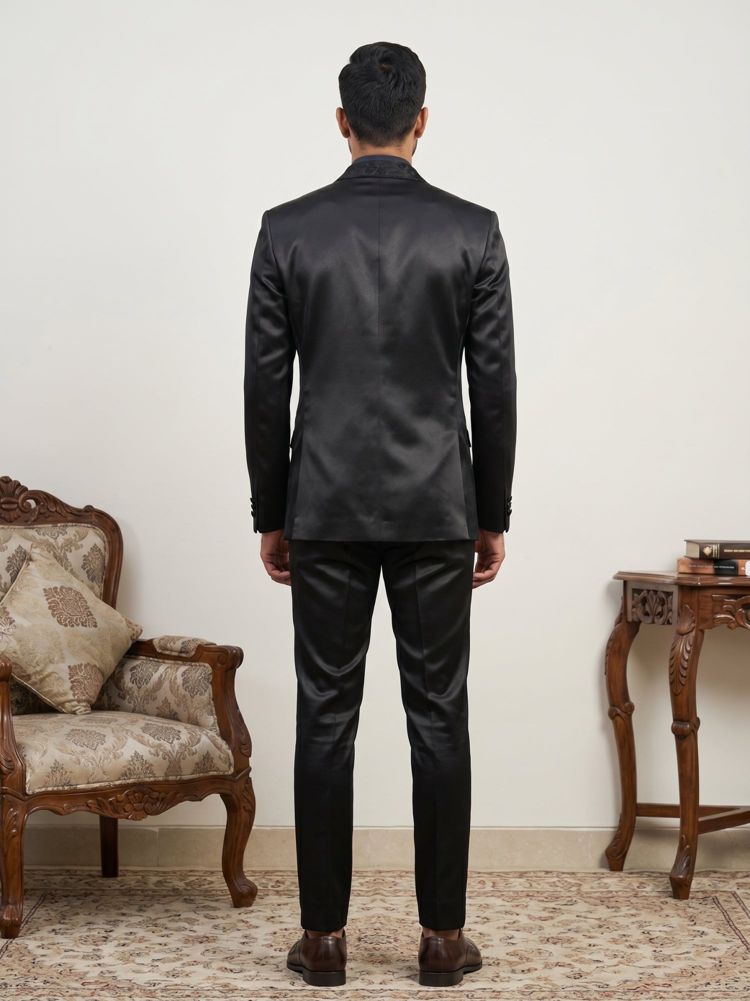 DesiQlo Men Embroidered Indo Western Set - Black - 50JIND_223Black_S