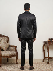 Japanese Fabric Embroidered Indo-Western Set ( 50JIND 223Black )