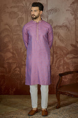 Purple Jacquard Geometric Embroidered Kurta With Trouser MKSET2549