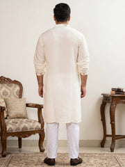 Floral Embroidered and Sequins Kurta Set ( JOKP P 5140White  )