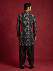 Premium Velvet Embroidered Indo-Western Set ( 50JIND 194Black )